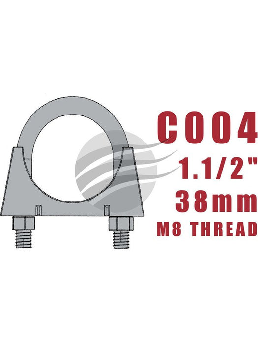 Aunger Zinc Plated U-Bolt Clamp - M8 X 38mm C004 Aunger - Micks Gone Bush