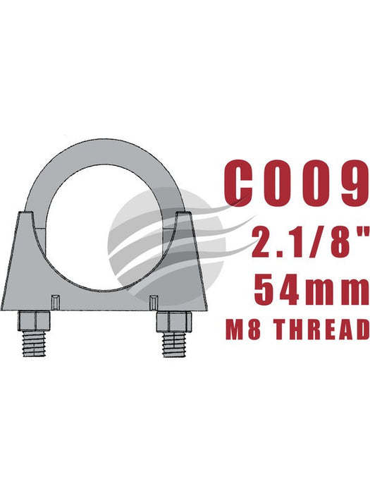 Aunger Zinc Plated U-Bolt Clamp - M8 X 54mm C009 Exhaust Clamps Aunger - Micks Gone Bush