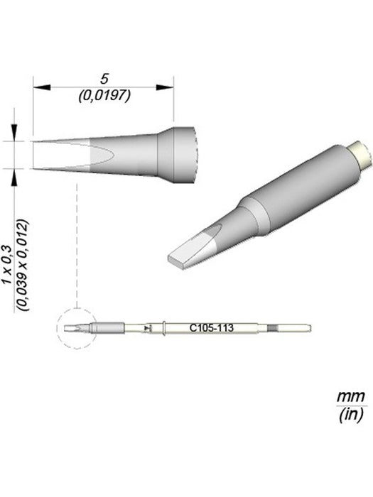 JBC 1.0x0.3mm Chisel Nano Cartridge Tip C105113 JBC - Micks Gone Bush
