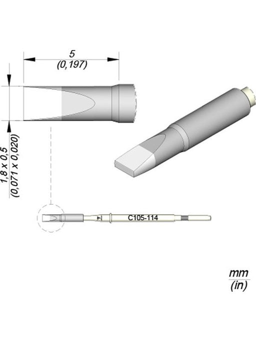 JBC 1.8x0.5mm Chisel Nano Cartridge Tip C105114 JBC - Micks Gone Bush