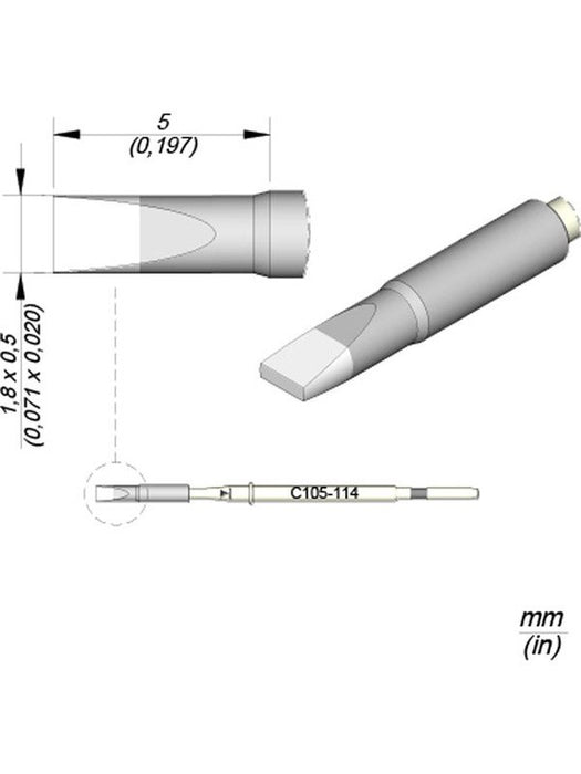 JBC 1.8x0.5mm Chisel Nano Cartridge Tip C105114 JBC - Micks Gone Bush