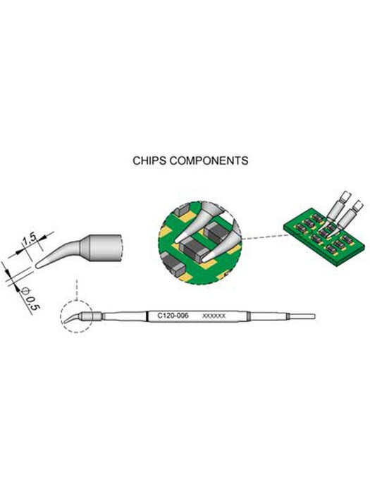 JBC 0.5mm Chip Component Micro Tweezer Cartridge Tip C120006 JBC - Micks Gone Bush