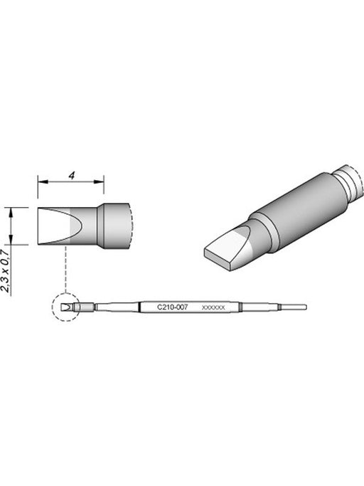 JBC 0.7mm Chisel Micro Cartridge Tip C210007 JBC - Micks Gone Bush
