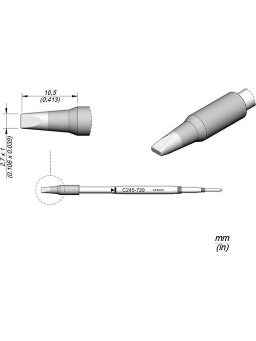 JBC 2.7mm Chisel Cartridge Tip C245729 JBC - Micks Gone Bush