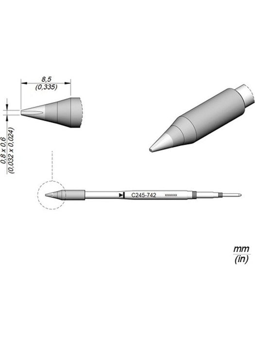 JBC 0.8mm Chisel Cartridge Tip C245742 JBC - Micks Gone Bush