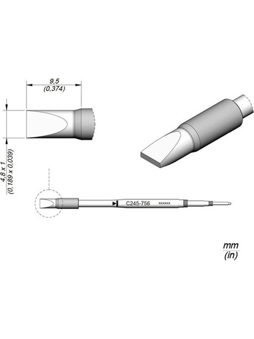 JBC High Thermal Efficiency Chisel Soldering Tip C245756 JBC - Micks Gone Bush