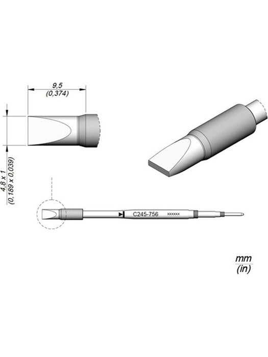 JBC High Thermal Efficiency Chisel Soldering Tip C245756 JBC - Micks Gone Bush