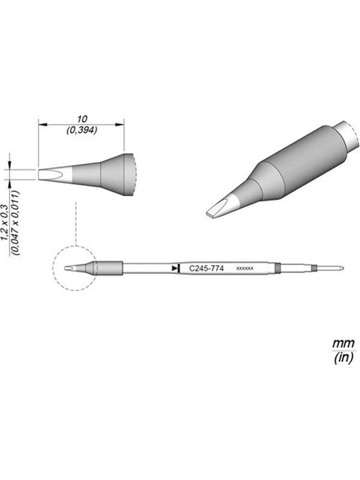 JBC 1.2 x 0.3mm Chisel Standard Cartridge Tip C245774 JBC - Micks Gone Bush