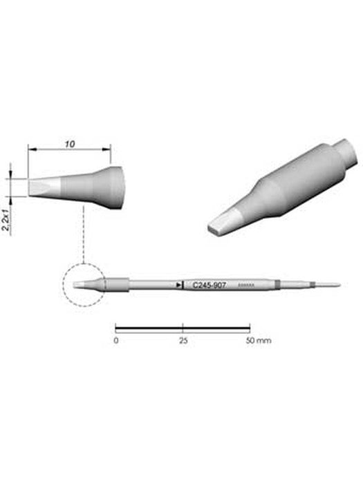 JBC 2.2X1.0mm Chisel Cartridge Tip (245907) C245907 JBC - Micks Gone Bush