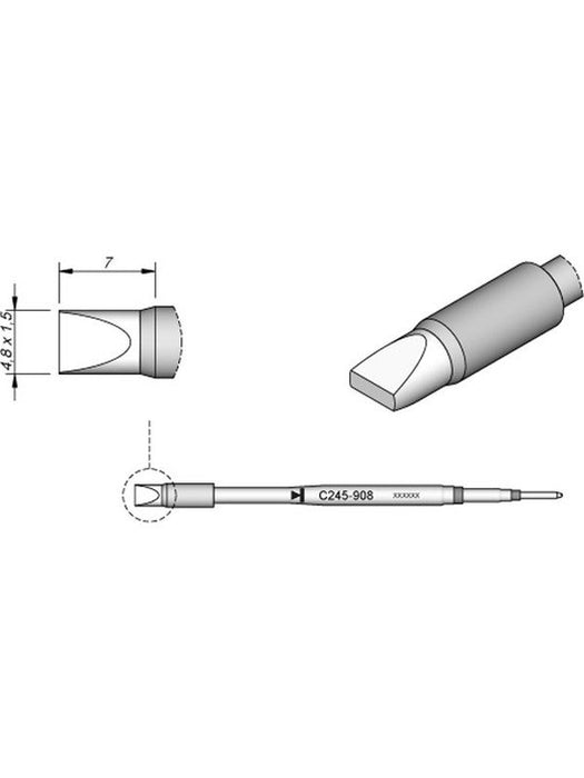JBC 4.8mm Chisel Standard Cartridge Tip C245908 JBC - Micks Gone Bush