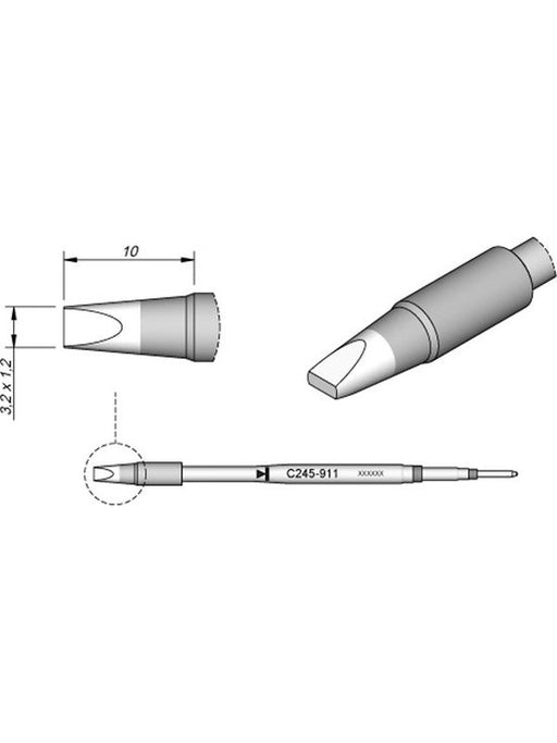 JBC 3.2mm Chisel Standard Cartridge Tip C245911 JBC - Micks Gone Bush