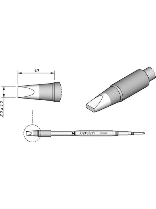 JBC 3.2mm Chisel Standard Cartridge Tip C245911 JBC - Micks Gone Bush