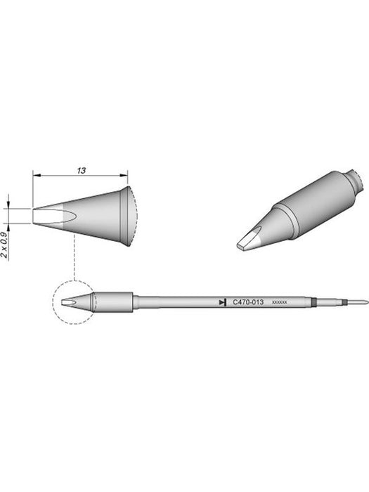JBC 2x0.9mm Chisel Heavy Duty Cartridge Tip C470013 JBC - Micks Gone Bush