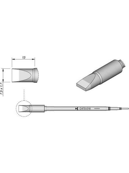 JBC 7.5x1.7mm Chisel Heavy Duty Cartridge Tip C470016 JBC - Micks Gone Bush