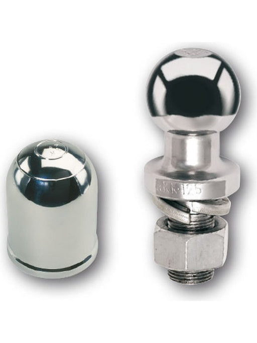 ARK Chrome Tow Ball & Cover 50mm 3.5 Ton w/ Spring Clip 7/8" X 51mm Size CCB50 ARK - Micks Gone Bush