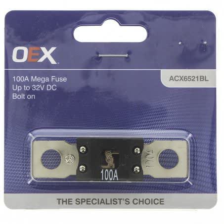 OEX Mega Fuse 100A Bolt On Single Pack 32V DC SF51 Part No. ACX6521BL FUSE OEX - Micks Gone Bush