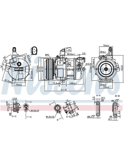 Nissens Compressor For VW Up Aa 1.0L Pet 10/12-11/14 Dv9 12V 6Pv 100mm CM2111N Nissens - Micks Gone Bush