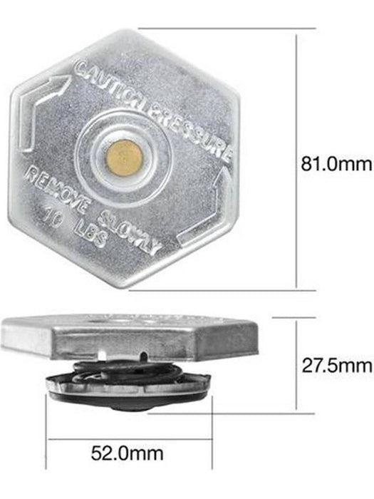 Tridon Radiator Cap 7Psi 50Kpa Non Recovery Type Large Bayonet CP0750 Tridon - Micks Gone Bush