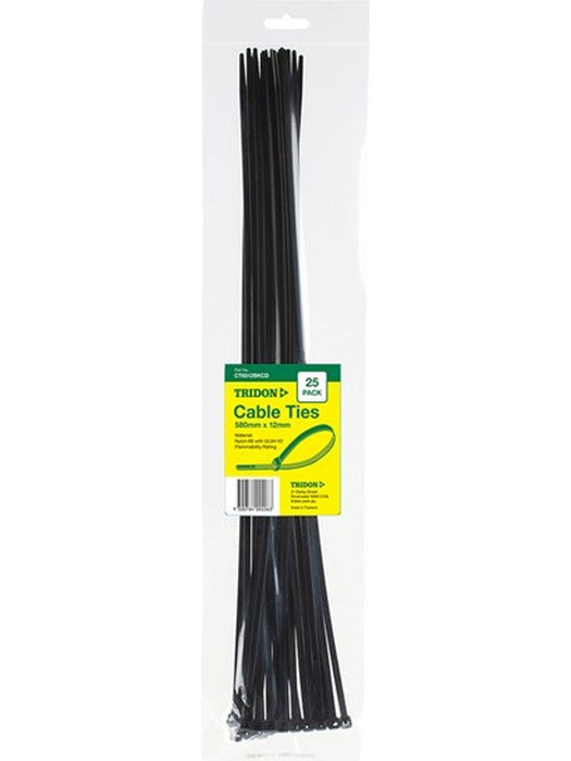 Tridon Cable Tie Black 580mm x 12.6mm Qty: 25 CT6512BKCD Cable Ties Tridon - Micks Gone Bush