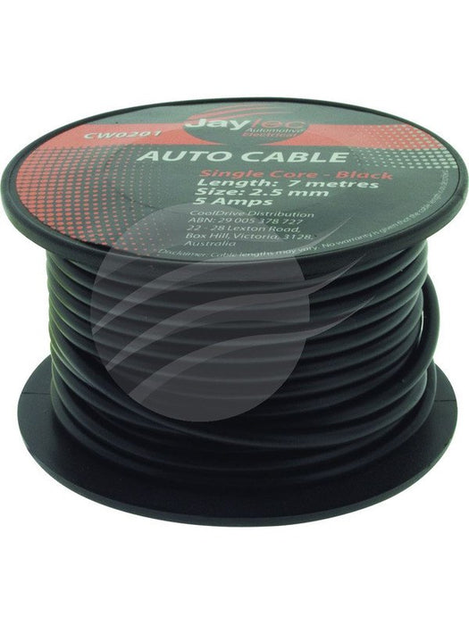 Jaylec 2.5mm Single Core Cable Black 7M 5Amps [ref Narva 5812-7BK] CW0201 Coax. Cables & Connectors Jaylec - Micks Gone Bush