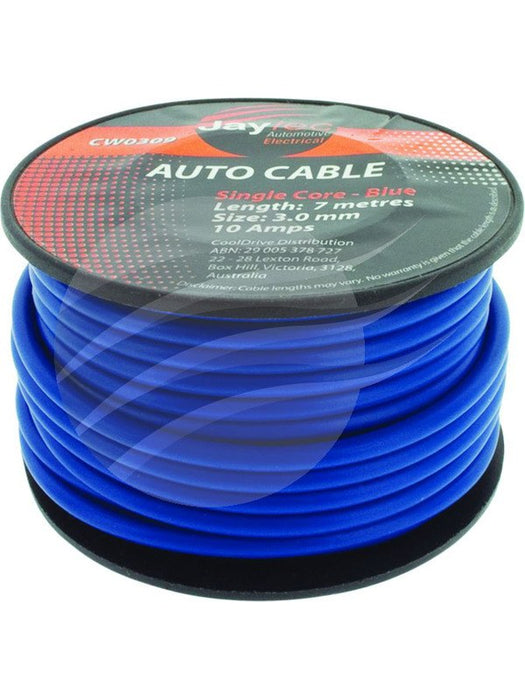 Jaylec 3mm Single Core Cable Blue 7M 10Amps [ref Narva 5813-7BE] CW0309 Coax. Cables & Connectors Jaylec - Micks Gone Bush
