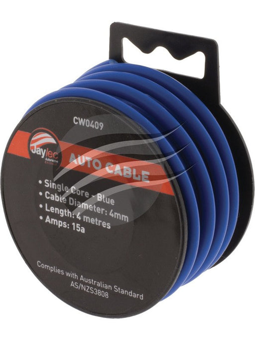 Jaylec Single Core Cable Blue 4mm x 4m (23/0.32) 15 Amps Hang Type CW0409 Coax. Cables & Connectors Jaylec - Micks Gone Bush