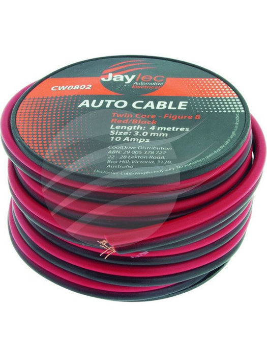 Jaylec 3mm Speaker Cable Red Black 4M [ref Narva 5823-4F8] CW0802 Coax. Cables & Connectors Jaylec - Micks Gone Bush
