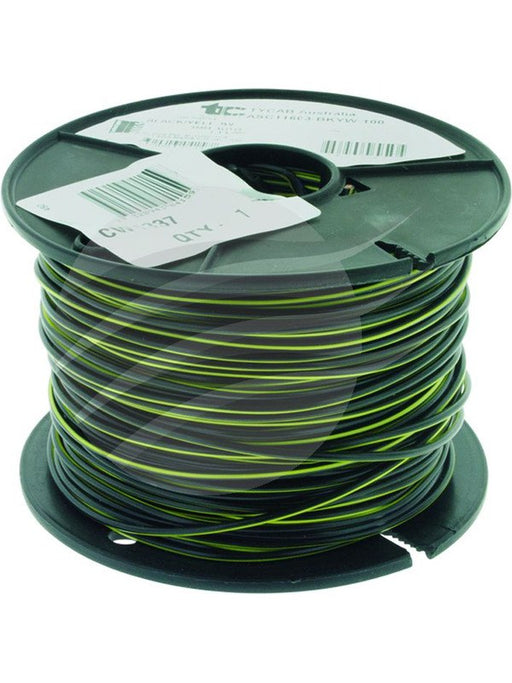 Tycab 3mm Single Core Trace Cable Black Yellow 100M(14/0.32)(Auto 150) CW1337 Tycab - Micks Gone Bush