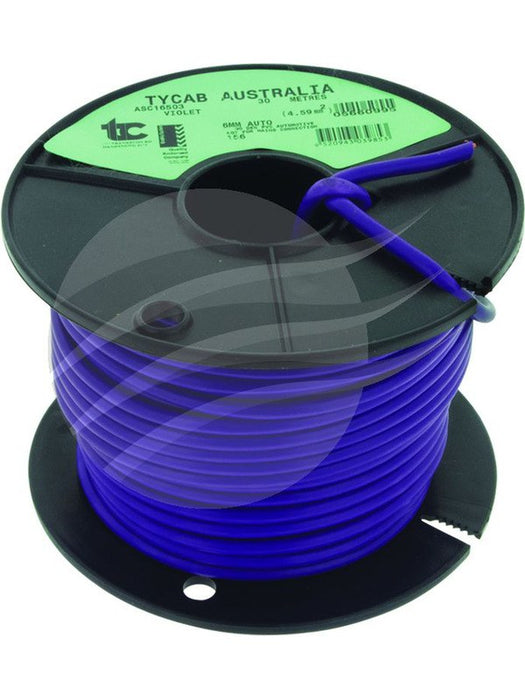 Tycab 6mm Single Core Cable Violet 30M (57/0.32) (Auto 156) # Asc16503 CW1621 Coax. Cables & Connectors Tycab - Micks Gone Bush