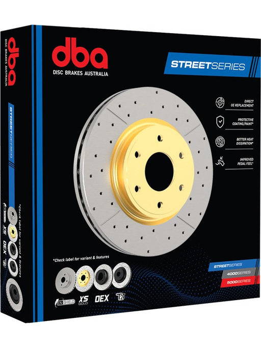 DBA Cross-Drilled Slotted Disc Brake Rotor (Single) Gold 280mm DBA2526X DBA - Micks Gone Bush