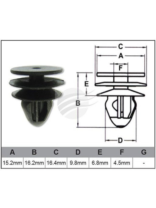 Jaylec Pack 10 Automotive Fastener Universal Black Plastic EAF0001-10 Fasteners Jaylec - Micks Gone Bush