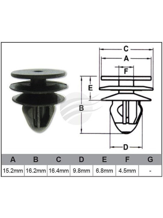 Jaylec Pack 10 Automotive Fastener Universal Black Plastic EAF0001-10 Fasteners Jaylec - Micks Gone Bush