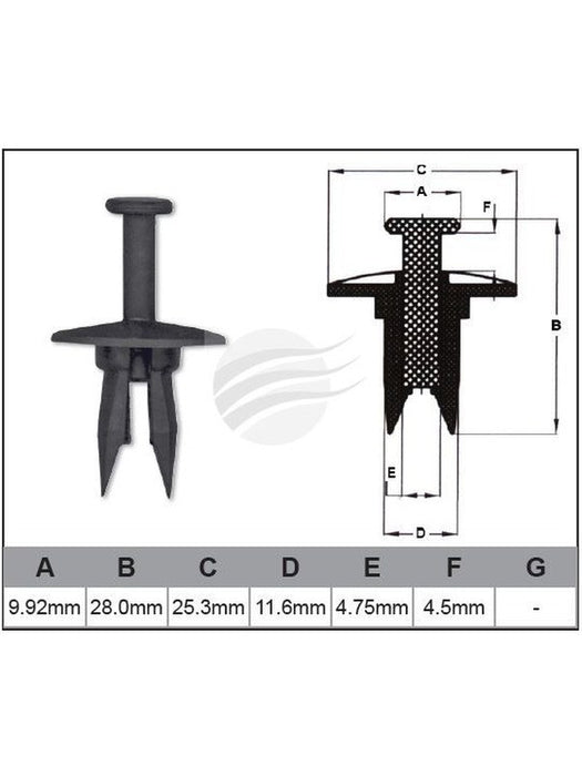 Jaylec Pack 10 Automotive Fastener Universal Black Plastic EAF0004-10 Fasteners Jaylec - Micks Gone Bush