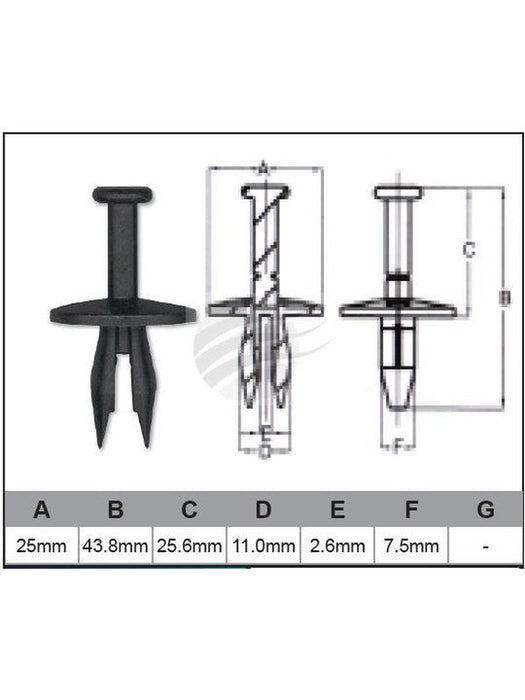Jaylec Pack 10 Automotive Fastener Gm Black Plastic EAF0005-10 Fasteners Jaylec - Micks Gone Bush