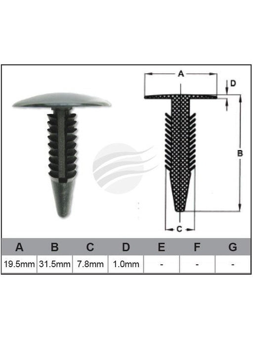 Jaylec Pack 10 Automotive Fastener Universal Black Plastic EAF0008-10 Fasteners Jaylec - Micks Gone Bush