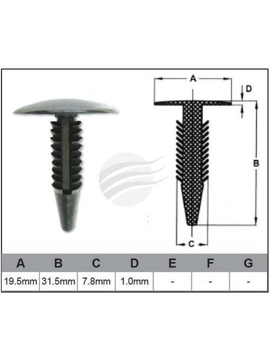 Jaylec Pack 10 Automotive Fastener Universal Black Plastic EAF0008-10 Fasteners Jaylec - Micks Gone Bush