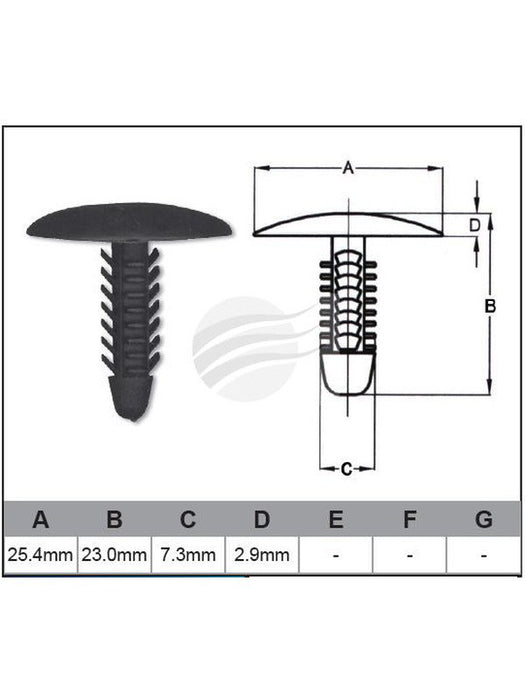 Jaylec Pack 10 Automotive Fastener Universal Black Plastic EAF0010-10 Fasteners Jaylec - Micks Gone Bush