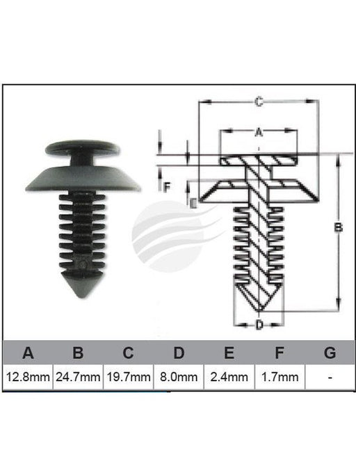 Jaylec Pack 100 Automotive Fastener Universal Black Plastic EAF0011-100 Fasteners Jaylec - Micks Gone Bush