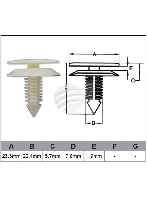 Jaylec Pack 10 Automotive Fastener Universal White Plastic EAF0012-10 Fasteners Jaylec - Micks Gone Bush