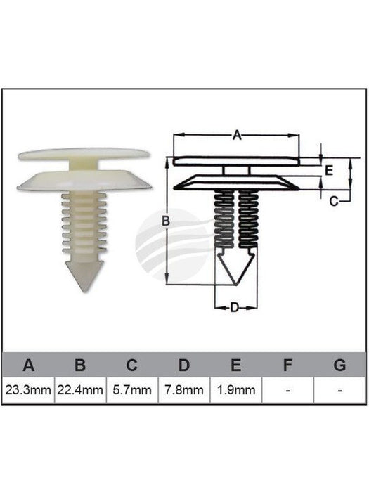 Jaylec Pack 10 Automotive Fastener Universal White Plastic EAF0012-10 Fasteners Jaylec - Micks Gone Bush