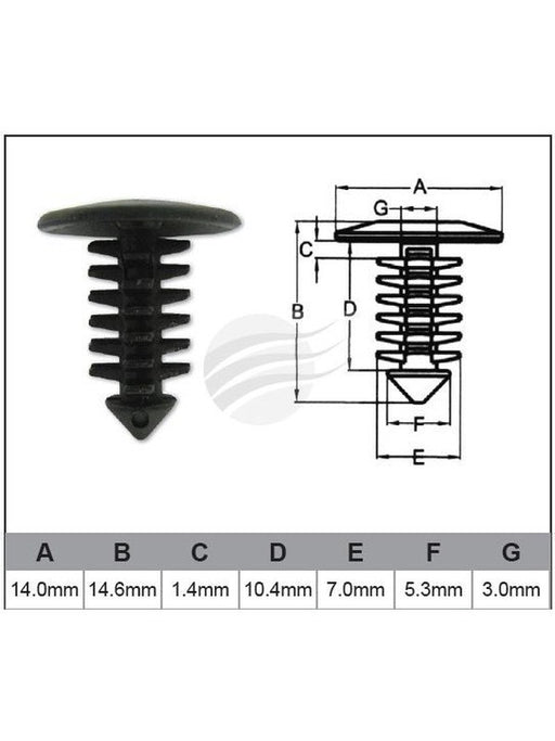 Jaylec Pack 10 Automotive Fastener Universal Black Plastic EAF0017-10 Fasteners Jaylec - Micks Gone Bush