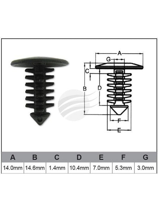 Jaylec Pack 10 Automotive Fastener Universal Black Plastic EAF0017-10 Fasteners Jaylec - Micks Gone Bush