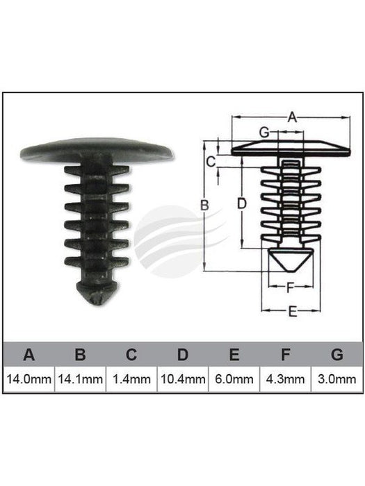 Jaylec Pack 10 Automotive Fastener Universal Black Plastic EAF0018-10 Fasteners Jaylec - Micks Gone Bush