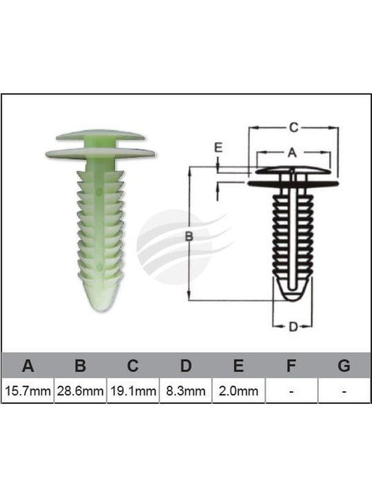 Jaylec Pack 10 Automotive Fastener Gm White Plastic EAF0021-10 Fasteners Jaylec - Micks Gone Bush