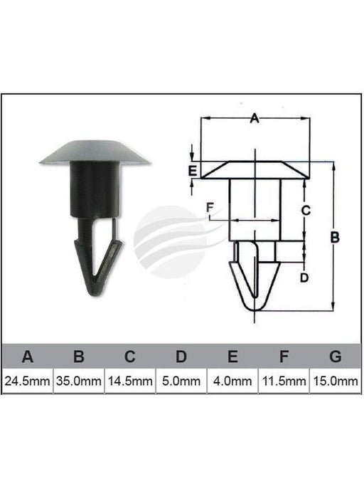 Jaylec Pack 10 Automotive Fastener Universal Black Plastic EAF0025-10 Fasteners Jaylec - Micks Gone Bush