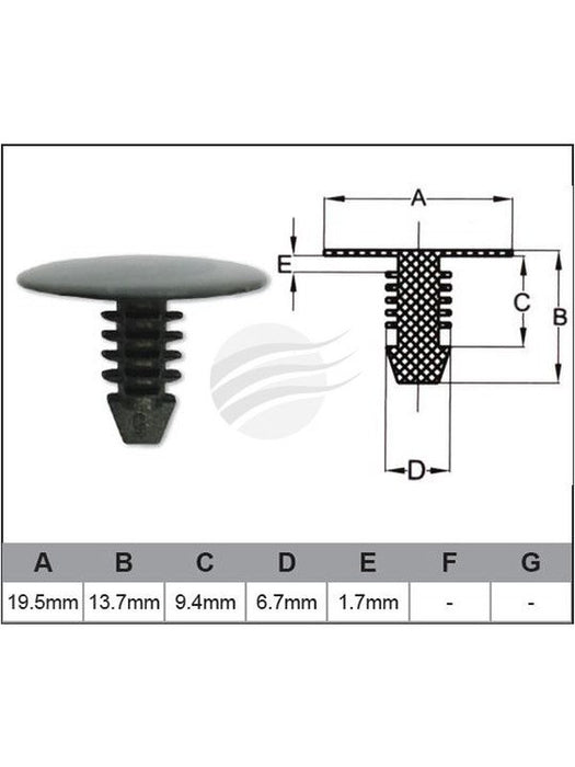 Jaylec Pack 10 Automotive Fastener Universal Black Plastic EAF0026-10 Fasteners Jaylec - Micks Gone Bush