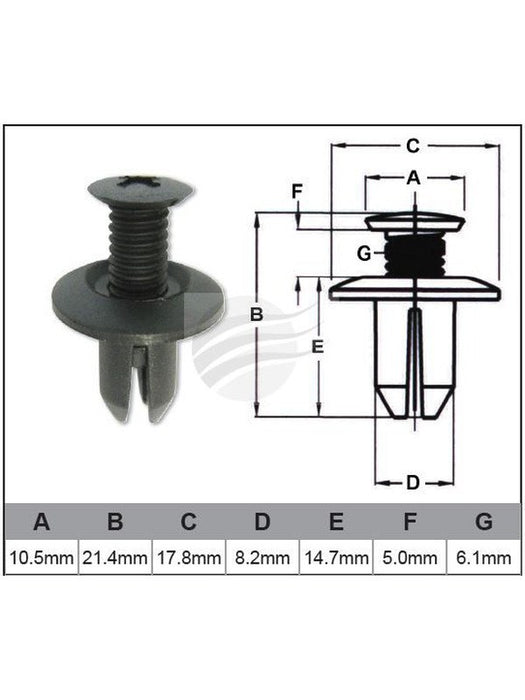 Jaylec Pack 10 Automotive Fastener Ford Black Plastic EAF0033-10 Fasteners Jaylec - Micks Gone Bush