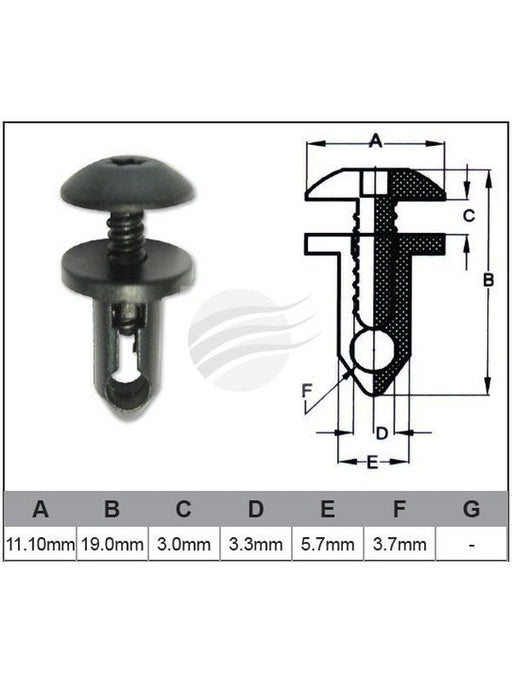 Jaylec Pack 10 Automotive Fastener Universal Black Plastic EAF0035-10 Fasteners Jaylec - Micks Gone Bush