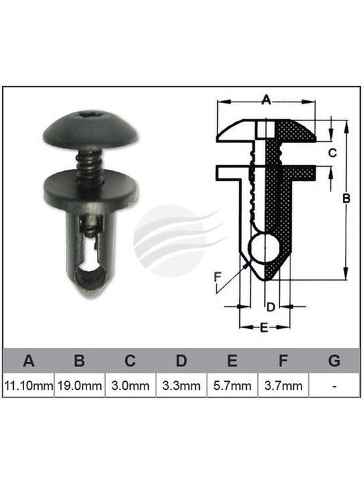 Jaylec Pack 10 Automotive Fastener Universal Black Plastic EAF0035-10 Fasteners Jaylec - Micks Gone Bush