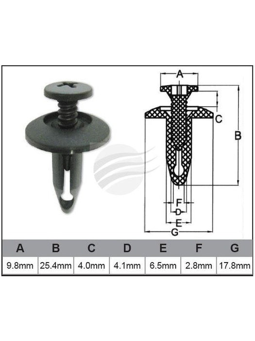 Jaylec Pack 10 Automotive Fastener Universal Black Plastic EAF0036-10 Fasteners Jaylec - Micks Gone Bush